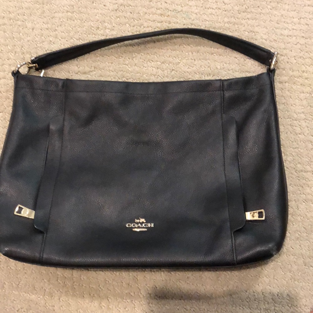 Black leather coach bag